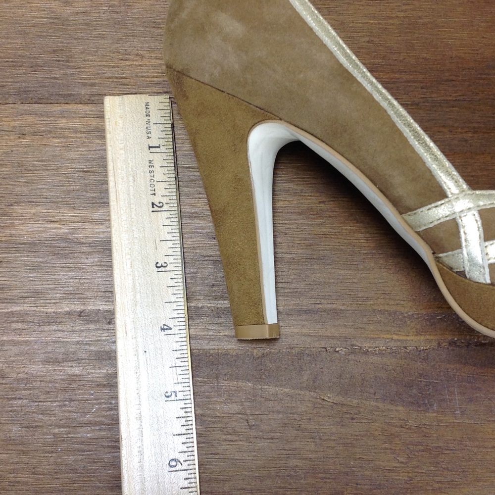 Jessica Simpson Tan & Gold Suede Platform Heels - Picture 8 of 8